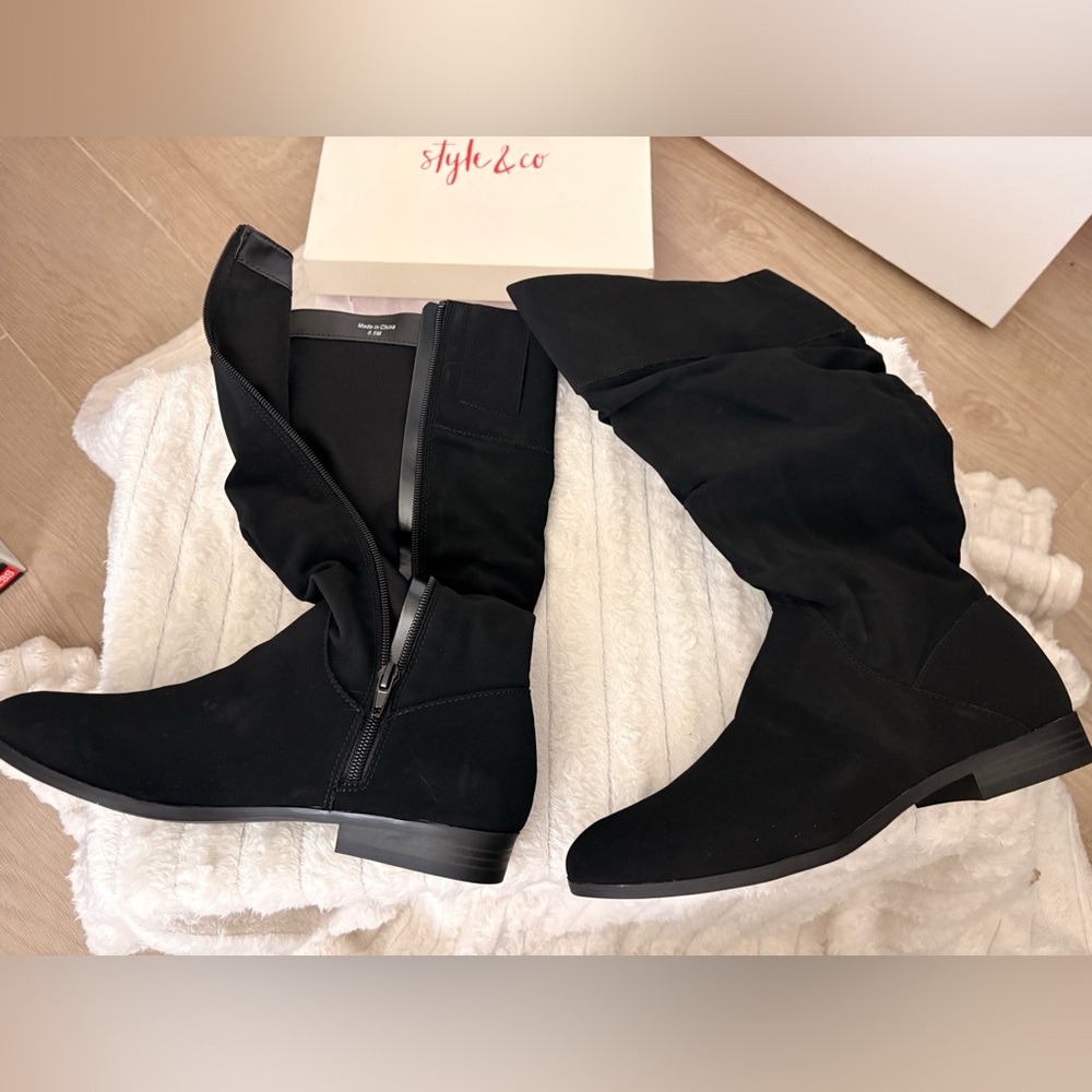 Style & Co. Kelimae Black Suede Boots